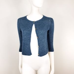 Peruvian Connection Blue Alpaca Wool Cardigan Sz S